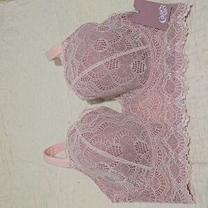 Lace Long Lined Bra Blush Pink
